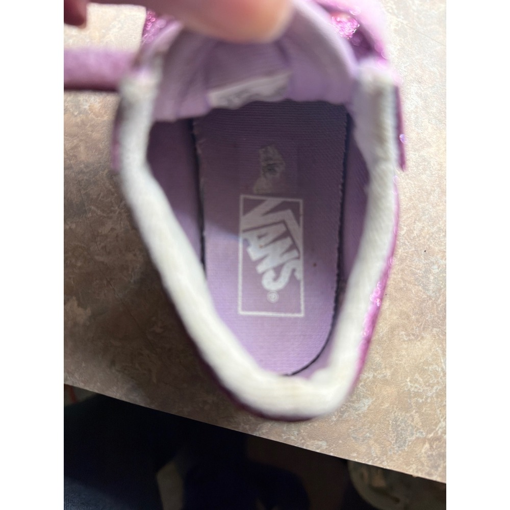 Vans Old Skool V Toddler Pink Glitter Hook and Loop Sneakers Size 8.0 - Picture 8 of 10